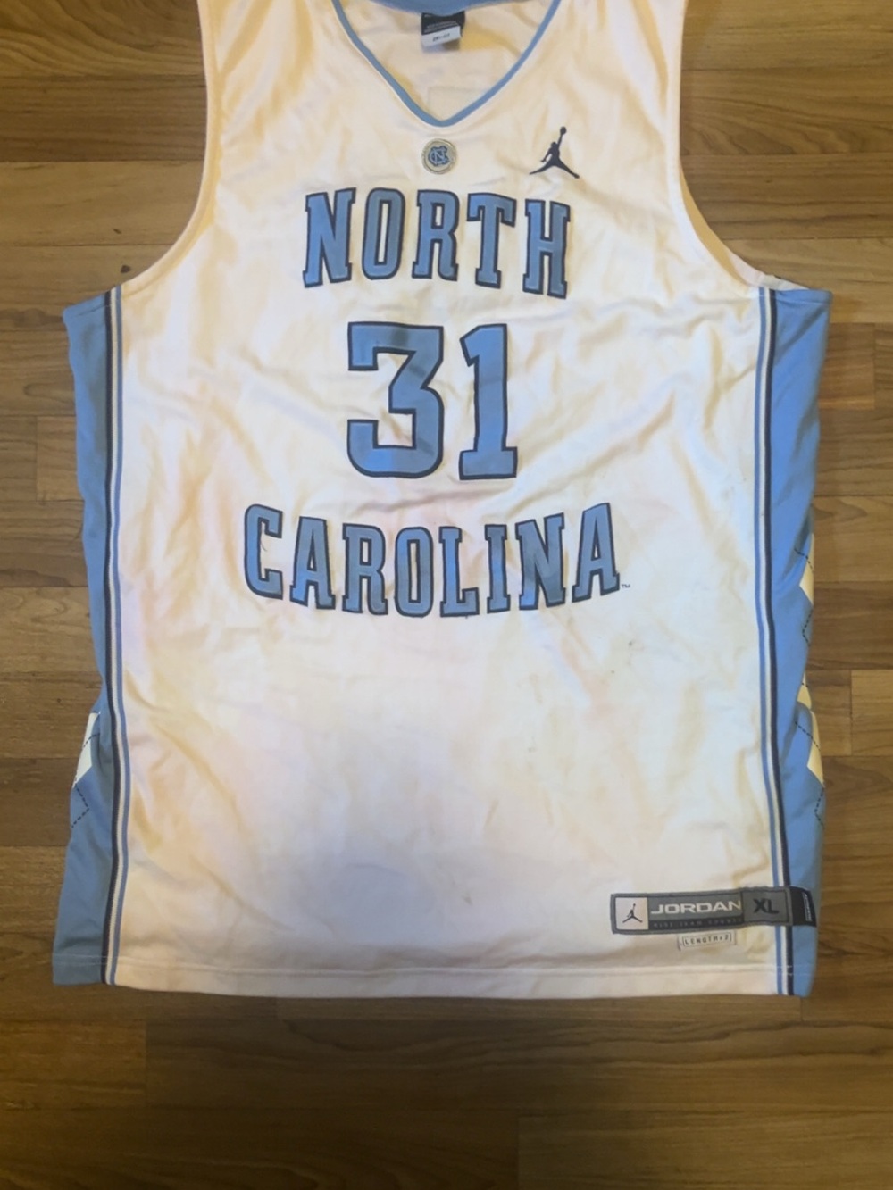 Jordan White and Carolina Blue North Carolina Basketball Jersey #31